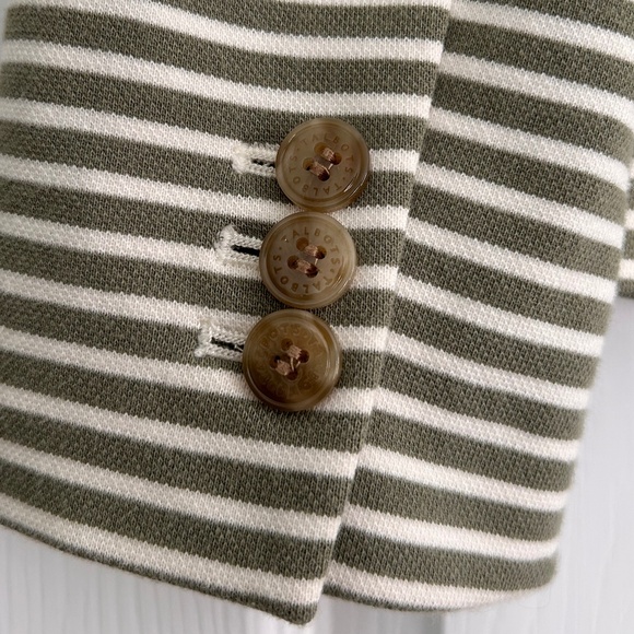 Talbots Aberdeen Knit Blazer Green and White Stripes 3/4 Sleeves, Size 4 - Picture 9 of 10